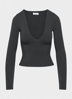 CONTOUR NEW V-NECK LONGSLEEVE | Aritzia Stretch V-neck Tops With Thumbholes, Elegant Fitted V-neck Long Sleeve Top, Chic Long Sleeve V-neck Top For Layering, Elegant Stretch V-neck Long Sleeve Top, Chic Fitted Long Sleeve V-neck Sweater, Chic Fitted Long Sleeve Top For Loungewear, Sleek Long Sleeve Top With Thumbholes, Fitted V-neck Long Sleeve Top For Layering, Seamless Second-skin Long Sleeve Tops