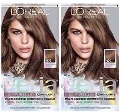 2 x L'Oreal Paris Feria #58 Medium Golden Brown Bronze Shimmering Hair Color Dye. Golden Brown Hair Box Dye, Golden Bronze Hair Color, Golden Bronze Hair, Bronze Hair Color, Light Golden Brown Hair, Medium Golden Brown, Ariel Wedding, Everyday Eye Makeup, Box Dye