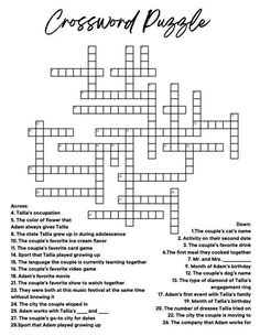 the crossword puzzle is shown in black and white, with words below it that are missing