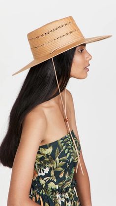 Fabric: Woven straw.Waxed cord chin strap with bead adjuster toggle.Inner elastic band.Shell: 100% straw.Spot clean.Imported, China.This item cannot be gift-boxed Tan Hat, Lack Of Color, Weather Wear, Open Weave, Straw Hat, Up Styles, Elastic Band, Warm Weather, Accessories Hats