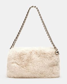 Introducing the FUZZ bag - the ultimate combination of fashion and functionality. Featuring a cozy fuzzy exterior, a chain shoulder strap, and a secure magnetic snap closure, this bag is both stylish and practical. Elevate your look with this must-have accessory. Fuzzy shoulder bag Chain strap Mag snap closure Shoulder strap: 12 inches 5.5in H x 9.5in W x 1in D Synthetic materials Duster bag included Imported Elegant Rectangular Shoulder Bag With Faux Fur Lining, Luxury Faux Fur Rectangular Shoulder Bag, Luxury Rectangular Faux Fur Shoulder Bag, Luxury Faux Fur Shoulder Bag For Everyday Use, Trendy Fluffy Faux Fur Shoulder Bag, Elegant Evening Shoulder Bag With Faux Fur Lining, Chic Rectangular Shoulder Bag With Faux Fur Lining, Chic Shoulder Bag With Faux Fur Lining, Trendy Faux Fur Bag For Everyday Use