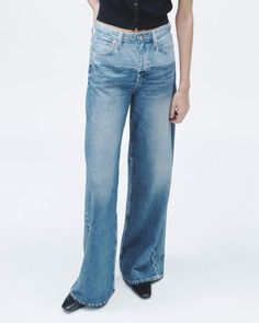 The Sofie. A high-rise fit with a wide leg that's a rag & bone office favorite. Crafted in Miramar, a super-soft cotton terry that looks like denim, feels nothing like it. rag & bone Women's Trompe L'oeil Cotton Pant | Antonia, 23 (also in 24,25,26,27,28,29,30,31,32). Recycled Denim Pants With Relaxed Fit, Relaxed Fit Recycled Denim Pants, Medium Wash Recycled Denim Pants, Fall Washed Blue Recycled Denim Bottoms, High Rise Faded Cotton Pants, High Rise Recycled Denim Pants In Washed Blue, High Rise Washed Blue Recycled Denim Pants, Washed Blue High Rise Recycled Denim Pants, High Rise Indigo Recycled Denim Bottoms