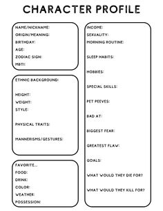 Character Bio Template, Blank Character, Character Profile Template, Tatabahasa Inggeris, About Character, Character Bio, Profile Template