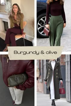 Dallas fashion blogger shares how to style burgundy for all and winter—burgundy and olive outfit inspiration Olive Green Autumn Outfit, Olive And Burgundy Outfit, True Autumn Palette Outfits, Burgundy And Olive Green Outfits, Wine Color Outfits, Green And Maroon Outfit, Green And Burgundy Outfit, Maroon Outfit Ideas