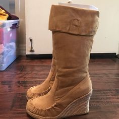 Brand New, Never Worn Suede Wedges, Wedge Boots, Suede Shoes, Dream Wardrobe, Charlotte Russe, Heeled Boots, Period, Wedges, Brand New