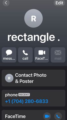 an iphone screen with the text rectangle and contact photo and poster highlighted on it