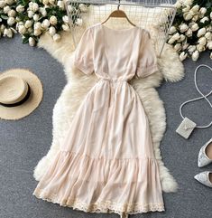 Chiffon Sundress, Strawberry Cottagecore, Confirmation Dresses, Sophia Dress, Casual College Outfits, Outfit Layout, Designer Dresses Casual, Fashion Dresses Casual, Fashion Design Clothes