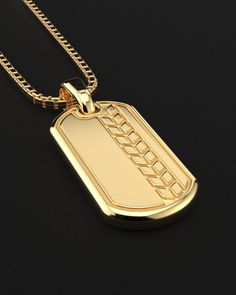 The art of fashion is improved by this wonderful piece of craftsmanship, which is eternally unchanging. Combine it with other chains or pendants for a strong appearance, or wear it alone for a fashionable and simple style.This stylish pendant for men is handmade in 18k solid gold to appear attractive and classy every day. This versatile and contemporary item will complete your trendy wardrobe.Handcrafted with all of the passion and skill of the greatest goldsmiths. Metal: 18k Solid Gold Pendant Dimensions: H: 34mm x W: 18mm Shown with: Wheat Gold Chain Please note: tag only; chain sold separately Pendant compatible with chains up to 5mm wide 100% Handcrafted Solid Gold items are considered as custom order.Production and shipping takes 15 days.This item is final sale and can't be exchanged Fine Jewelry Necklaces With Polished Rectangular Pendant, Fine Jewelry Polished Rectangular Pendant Necklace, Fine Jewelry Necklace With Rectangular Pendant And Polished Finish, Luxury Yellow Gold Rectangular Pendant Jewelry, Luxury Wheat Chain Jewelry, Classic Necklaces With Adjustable Chain And Rectangular Pendant, Classic Necklace With Adjustable Chain And Rectangular Pendant, Classic Pendant Jewelry With Adjustable Chain, Luxury Gold-plated Necklace With Rectangular Pendant