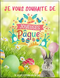 an easter card with the words jevous souhette de joues paques