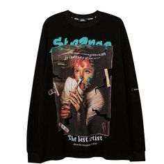 Long Sleeve T-shirt "Artist" -TENSHI™ STREETWEAR Graphic Tee Outfit Black Women, Street Style Hip Hop, Beetlejuice Cartoon, Graphic Tee Outfit, Outfit Black Women, Streetwear Girl, Long Sleeve Graphic Tee, New Street Style, Women Streetwear