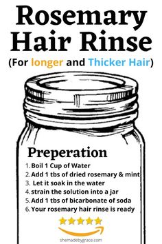 How to Make Rosemary Hair Rinse for Hair Growth and Thickness - She Made by Grace Rosemary Hair Growth Spray, Rosemary Hair Rinse, Using Rosemary, Rosemary For Hair, Rosemary Hair Growth, Rosemary Hair, Blow Hair, Accelerate Hair Growth, Count Calories