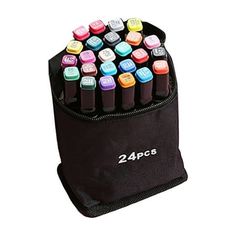 a black case with 24 different colored pens in it