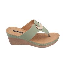 Get versatile appeal with GC Shoes' Genelle wedge sandal. Its leather top and faux wooden bottom create a modern look that adds a pop of fun to any outfit. Plus, the footbed has extra cushioning for all-day comfort. Never having to sacrifice style for comfort. Perfect for staying stylish and comfortable on the go. Green Wedges, Womens Sandals Wedges, Shoe Carnival, Leather Top, Wedge Heels, Wedge Sandals, Designer Shoes, Open Toe, Memory Foam