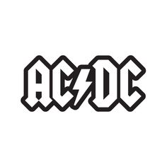 the word ac dc in black and white