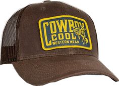 Cowboy Cool Hats OS / Saddle Brown Roughrider Hat Brown Six-panel Outdoor Hats, Brown Rugged Outdoor Hat, Western Style 5-panel Trucker Hat For Rodeo, Western Style Hat With Leather Patch For Outdoor, Western Hats With Leather Patch For Outdoor, Western Outdoor Hat With Leather Patch, Brown Flat Bill Baseball Cap For Outdoor, Rugged Hats For Outdoor, Casual Baseball Cap For Outdoor Work