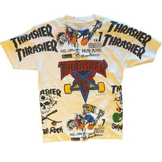 Thrasher Reprint Tshirt For Men Brand New Never Used . Fits Like An Xl Single Stitched Heavyweight! All Over Print In Front And Back Super Detailed Amazing Quality. #Thrasher #90s #Vintage #Retro #Depopfamous 90s Style Printed T-shirt For Streetwear, Graffiti Print T-shirt For Skateboarding, Throwback Graphic Print Tops For Streetwear, Throwback Short Sleeve Tops For Streetwear, Vintage Printed Tops For Streetwear, Retro Short Sleeve T-shirt With Graffiti Print, Retro Short Sleeve Graffiti Print T-shirt, Throwback Graphic Print Short Sleeve Tops, Throwback Style Short Sleeve Graphic Print Tops