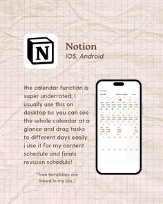 an iphone with the calendar function displayed on it, next to a notepad that says not