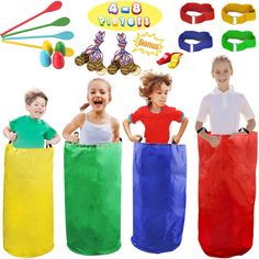 PRICES MAY VARY. FOR 4-8 PLAYERS. Our outdoor lawn game set includes 4 colorful Potato Sack Race Bags, perfect size 39.3" x 25.9" for Kids & Adults. 4 Wooden Egg & Spoon Race Game Sets for training kid's balance ability. 4 pcs 3 Legged Relay Race with elastic tie rope adjustable, and with EXTRA BOBUS - 10 Plastic Gold Medals &2 Whistles. UPGRADED POTATO SACK BAG. The Sacks made of high-quality durable Oxford Fabric, Say goodbye to traditional Burlap Bags, and solve the problems of odor, fluffing Potato Sack Race, Potato Sack Races, Field Day Games, Egg And Spoon Race, Sack Race, Potato Sack, Relay Races, Game Prizes, Easter Games