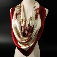 Luxury Satin Scarves White Silk Shawl Scarf, One Size, Elegant Multicolor One-size Shawl, Elegant Red One-size Scarves, Elegant Red Headscarf One Size, Front Row, Style Icons, That Look, Satin