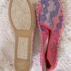 Never Worn, Size 8 Colorful Loft Espadrilles Low-top Espadrilles With Woven Sole For Beach, Beach Low-top Espadrilles With Woven Sole, Multicolor Espadrilles With Rubber Sole, Multicolor Summer Espadrilles With Woven Sole, Red Espadrilles With Woven Sole For Vacation, Red Espadrilles With Woven Sole For Beach, Red Summer Espadrilles With Woven Sole, Multicolor Flat Espadrilles With Woven Sole, Red Closed Toe Espadrilles For Spring