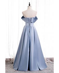 Buy elegant blue satin formal party dress ruffled with beaded strapless at affordable price online. Free shipping and pro custom service since 2009. Gown Blue, Strapless Party Dress, Strapless Prom Dress, Blue Bridesmaid Dress, Blue Evening Dresses, Beaded Prom Dress, Custom Size Dresses, فستان سهرة, Satin Prom Dress