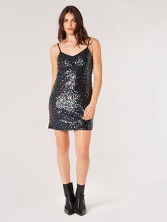 Sequin Cami Mini Dress Fall Sequin Mini Dress, Chic Spring Sequin Mini Dress, Spring Chic Mini Sequin Dress, Chic Sequin Dress For Spring, Chic Spring Sequin Dress, Fall Sequin Bodycon Dress, Fall Bodycon Sequin Dress, Fall Slip Dress For Night Out, Flirty Mini Slip Dress For Party Season