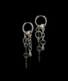 "These punk rock earrings emulate bubbles as they dangle from your ears. They're both ethereal and grunge-inspired, elevating your look. The design of these earrings is very intricate but they can get tangled, so be careful to store them safely!  This piece is hypoallergenic, as well as lead and nickel-free. For optimal care, be sure to keep away from moisture! Inner hoop diameter: 14 mm Tip: all my earrings come in pairs, meaning that \"1 quantity\" equals one pair. ;)" Subversive Earrings, Grunge Earrings Aesthetic, Grunge Jewelry Earrings, Spiky Jewelry, Alt Earrings, 90's Jewelry, Accessories Grunge, Dreamy Earrings, Emo Earrings