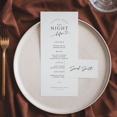 🍽️ Make your special day even more memorable with our minimalist customizable 'The Night Before' Rehearsal dinner menu and name place card. These are editable and printable templates, allowing you to use Templett to personalize with your own text for a stylish addition to your wedding. ------------------------------------------------------------------------------ **Please note this is a digital product - nothing physical will be shipped to you. Once you have placed your order you will receive a Rehearsal Dinner Name Cards, Rehearsal Dinner Menu Cards, Wedding Table Stationary, Menu And Name Card, Diy Name Cards, Rehearsal Dinner Cake, Menu And Place Card, Dinner Photography, Rehearsal Dinner Menu