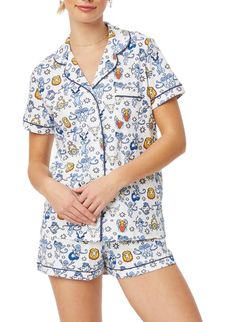 PRICES MAY VARY. Matching Pajamas Set Material: The Super Soft Pajama Set is made of Polyester blend, breathable and cozy, lightweight and skin-friendly. Short sleeve sleepwear top and pajama shorts set. Two-Piece Sleepwear Pajama Set Feature: Top: button down, collared, relax fit, loose fit baggy pjs top, short/long sleeve,cute/novelty/funny printed shirt top. Bottom: elastic waistband, high waist loose fit shorts pants pjs shorts. Pjs Sets for Women Design: Silk pajamas for women, satin pajama Dirndl Outfit, Barbie Mode, Crop Top Designs, Bandeau Tops, Roller Rabbit, Mini Robes, Sleepwear & Loungewear, Print Pajamas, Short Pajama Set