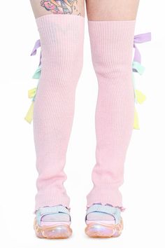 Pink Leg Warmers, Cozy Town, Pastel Bows, Cute Streetwear, Concept Clothing, Leg Warmer, Kawaii Clothes, Fashion Fits, At Last