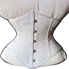 White Overbust Corset Dress, White Overbust Corset Dress With Corset Back, White Fitted Dress With Corset Back, Fitted White Underbust Corset Dress, White Underbust Gothic Corset, White Overbust Corset Dress With Boning, White Gothic Overbust Corset, Gothic Underbust Corset Belt For Wedding, Underbust Corset With Boned Bodice