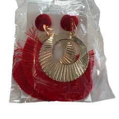 New With Tags Red Tassel Drop Earrings For Pierced Ears, Trendy Red Tassel Earrings, Red Tassel Earrings For Party, Red Dangle Tassel Earrings For Party, Elegant Red Tassel Earrings With Fringe, Tassel Earrings, Pink Red, Lady In Red, New Color