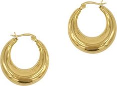 Modern Gold Crescent Hoop Earrings, Gold Crescent Hoop Earrings For Everyday, Everyday Gold Crescent Hoop Earrings, Trendy Gold Round Huggie Earrings, Clip-on Round Hoop Earrings In Yellow Gold, Gold Tarnish-resistant Rounded Earrings, Trendy Gold Crescent Earrings, Gold Rounded Earrings For Everyday, Everyday Gold Clip-on Hoop Earrings