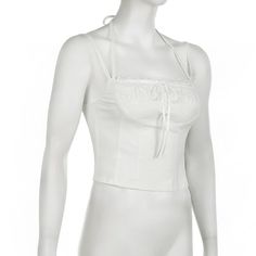 Please refer to our sizing chart for a guideline when choosing a size. 5 business days order processing time. 90% polyester 10% spandex Fitted Tops With Built-in Bra And Ruffled Straps, Casual Fitted Tops With Bow Straps, Fitted Cami Corset For Summer, Summer Fitted Corset With Tie Straps, Feminine Fitted Corset With Spaghetti Straps, Chic Tops With Bow Spaghetti Straps, Trendy Fitted Corset With Spaghetti Straps, Feminine Fitted Crop Top With Adjustable Straps, Fitted Crop Top With Tie Spaghetti Straps