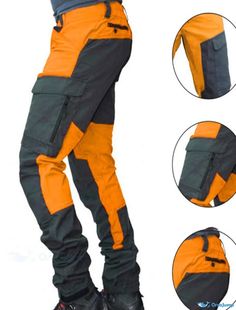 OrcaJump - 100% Cotton Mens Cargo Pants Multi-Pocket Elastic Cuffs Patchwork Sports Stylish Purple Orange Comfortable Breathable Full Length Daily Going Full-length Work Pants With Pockets For Outdoor, Outdoor Full-length Work Pants With Pockets, Outdoor Pants With Patch Pockets, Utility Hiking Pants With Pockets, Utility Pants With Pockets For Outdoor Work, Full-length Cargo Pants With Pockets For Outdoor Work, Full-length Cargo Pants For Outdoor Work, Long Pants Bottoms With Patch Pockets For Outdoor Activities, Outdoor Full Length Work Pants With Multiple Pockets