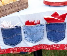 an image of the back pocket of a pair of jeans with utensils in it