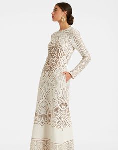 Lacey Long Sleeve Swing Dress in Solid White Smoke for Women | La DoubleJ US Elegant Spring Gown With Intricate Embroidery, Elegant Embroidered Maxi Dress For Gala, Elegant Cream Dress For Reception, Elegant Spring Reception Dress, White Floral Embroidered Dress For Gala, White Dress With Floral Embroidery For Gala, Elegant Embroidered Wedding Midi Dress, Elegant White Dress For Reception, Elegant Maxi Length Embroidered Dress For Reception