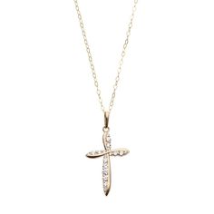 "Accentuated with cubic zirconia stones, this 10k gold cross pendant necklace beautifully conveys your beliefs. Comes in a gift box.PENDANT DETAILS Pendant length: .93 in. Chain length: 18 in. Clasp: spring-ring Metal: 10k gold Features: 14k gold-filled chain CUBIC ZIRCONIA DETAILS Total weight: 1/3 ct. Shape: round Setting: prong Gemstones may have been treated to enhance their appearance. Special care may be required. Size: 18"". Color: White. Gender: female. Age Group: adult." Zirconia Necklace, Gold Cross Pendant, Ring Metal, Gold Cross, Cross Pendant Necklace, Gold Filled Chain, 10k Gold, Metal Rings, Spring Rings