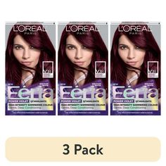 L'Oreal Paris Feria Multi-Faceted Shimmering Permanent Hair Color, V38 Violet Noir, Female 1 Kit, With L'Oreal Feria, what you see is the shimmer. Multi-Faceted shimmering color with 3X highlights delivers intensified, brilliant results. Inspired by fashion, Feria offers a twist on the traditional and gives edgy hair color - from bright red, platinum blonde, rose gold, metallic brown, to blue black hair color, these hair dye kits will transform your hair. Feria's prismatic color spectrum is cust Loreal Paris Feria, Hair Packaging, Blue Black Hair Color, Edgy Hair Color, Hair Color Spray, Blue Black Hair, Color Spray, Edgy Hair, Color Spectrum