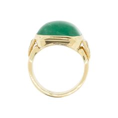 For Sale on 1stDibs - 18k Yellow Gold Vintage Emerald Cabochon Ring When it comes to jewelry, vintage pieces hold a unique charm and story that modern creations simply can't Luxury Domed Cabochons For Formal Occasions, Luxury Domed Cabochons For Anniversary, Luxury Yellow Gold Gemstone Cabochon, Fine Jewelry Yellow Gold Cabochons For Formal Occasions, Luxury Yellow Gold Oval Cabochon Gemstones, Formal Fine Jewelry Domed Cabochons, Formal Domed Cabochons Fine Jewelry, Luxury Oval Cabochon Emerald Ring, Luxury Green Cabochons