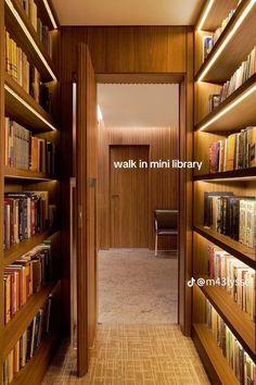 an empty library with bookshelves full of books