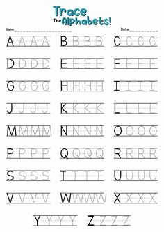 trace the alphabets worksheet for kids to practice their handwriting and writing skills