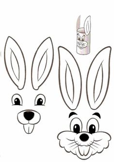 an easter bunny mask with two ears and one nose drawn to look like it has been painted