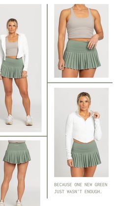 Versatile Fitted Tennis Skirt With Built-in Shorts, Casual High Stretch Skort With Built-in Shorts, Sporty Fitted Tennis Skirt With Pockets, Casual Green Tennis Skirt With Built-in Shorts, Fitted Green Tennis Skirt With Pockets, Green Fitted Tennis Skirt With Pockets, Casual Skirted Skort With 4-way Stretch, High Stretch Casual Skirt, Casual High Stretch Skirt