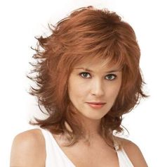 Mid Length Shag Capless Wavy Layered Synthetic Hair Wigs Women Natural Auburn, #AD, ##Auburn, #Sponsored, #Natural, #Women, #Wigs Mid Length Shag, Shag Layered Hairstyles, Raquel Welch Wigs, Hair Specialist, Shag Hairstyles, Haircuts For Medium Hair, Raquel Welch, Hair Replacement, Layered Haircuts