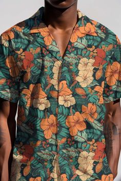 Hawaiian Shirt Resort Wear Floral Button up Graphic Button up Tropical Shirt Men Aesthetic Shirt - Etsy Green Hawaiian Button-up Shirt, Casual Green Floral Print Hawaiian Shirt, Green Floral Print Hawaiian Shirt For Summer, Green Floral Print Short Sleeve Hawaiian Shirt, Green Hawaiian Shirt With Floral Print And Relaxed Fit, Green Floral Print Hawaiian Button-up Shirt, Green Floral Print Button-up Hawaiian Shirt, Collared Hawaiian Shirt With Floral Print For Beach, Multicolor Floral Print Relaxed Fit Camp Shirt