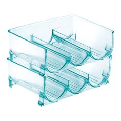 two clear plastic bins stacked on top of each other with dividers in the middle