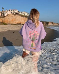 "Gift Giving" Oversized Lux Hoodie in Lavender – Dandy Worldwide Dandy Worldwide, Graphic Hoodies Aesthetic, Pastel Hoodie, Bouquet Embroidery, Hoodies Aesthetic, Watch The Sunset, Trendy Hoodies, Fire Fits, Cute Sweatshirts