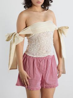 Open Wings Top - Ivory – Lisa Says Gah Apron Top, Open Wings, Body Features, Lisa Says Gah, Paloma Wool, Lace Body, Waist Length, Stretch Lace, Turks And Caicos Islands