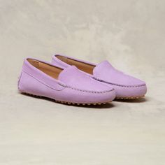 The Felize - Lavender - Suede - M.Gemi Formal Spring Moccasins With Suede Lining, Classic Spring Loafers With Suede Lining, Elegant Moccasins With Suede Lining For Spring, Elegant Spring Moccasins With Suede Lining, Luxury Leather Moccasins For Spring, Luxury Suede Loafers For Spring, Luxury Spring Loafers With Stitched Sole, Elegant Calf Leather Moccasins With Suede Lining, Spring Suede Moccasins For Work